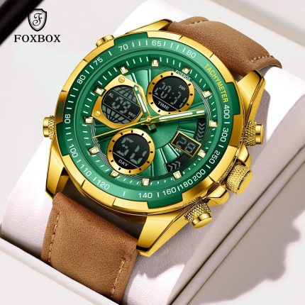 Foxbox Analog Digital Electronic Leather Fashion Luxury Casual Sports Waterproof Men's Watches (FB0080)