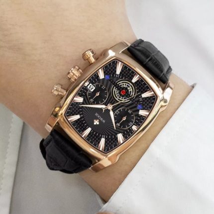 Wwoor 8843 High Quality Business Genuine Leather Tonneau Watch