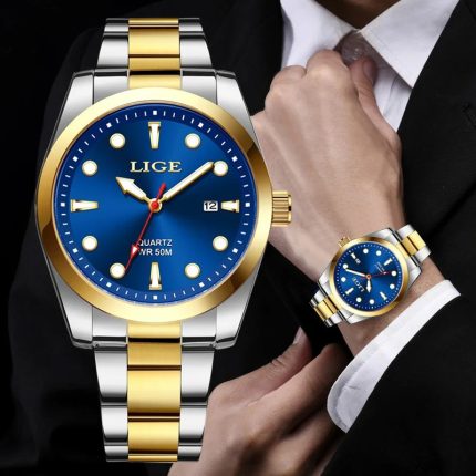 LIGE 89127 Top Brand Luxury Mens Watches Waterproof Ultra Thin Date Clock Male Steel Strap Casual Quartz Watch