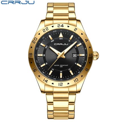 CRRJU 5007 Golden Simple Quartz Watches Fashion Wristwatches for Man with Date High Quality watch